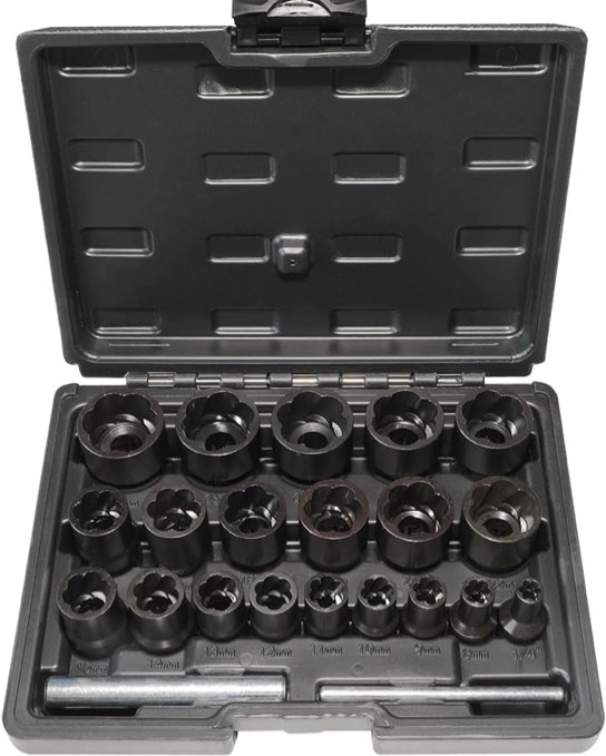 DPTOOL 22 Piece Bolt Nut Extractor Set, 1/2" and 3/8" Drive Impact Lug Nut Remover Socket Tool, Wheel Lock Removal Kit for Extracting Damaged, Stripped Frozen Nuts & Screws Twist Socket Set