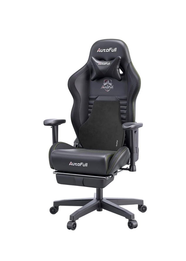 AutoFull C3 Gaming Chair Office Chair PC Chair with Ergonomics Lumbar Support, Racing Style PU Leather High Back Adjustable Swivel Task Chair with Footrest (Black)