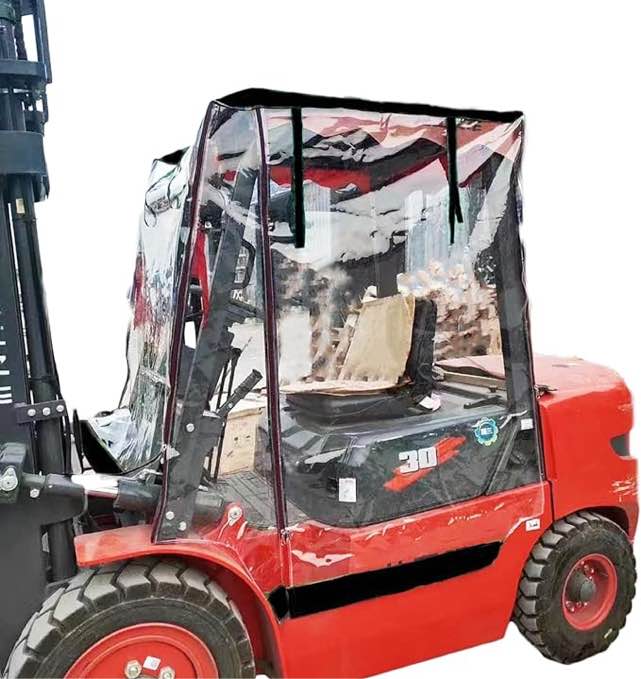 Fudatong Universal Clear Forklift Cab Enclosure Cover, Windshield & Rain Canopy Cover, Heavy Duty, Waterproof Vinyl for UV Protection