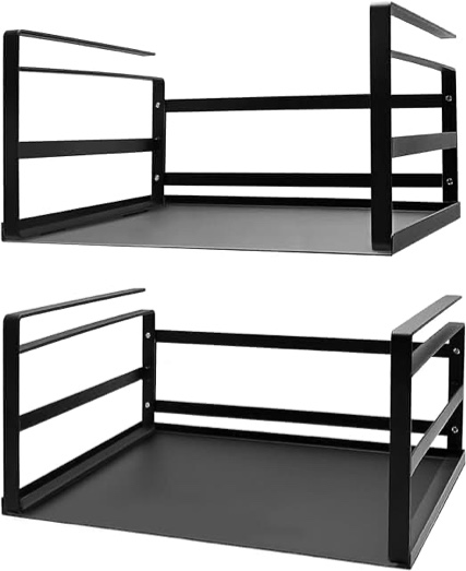 Nxconsu 2Pack Under Shelf Storage Cabinet Hanging Basket Organizer Under Pantry Storage Shelf Rack Holder for Kitchen Cupboard Desk Table Bookshelf Can Bottle Heavy Duty All Metal Slide-in Wide Black