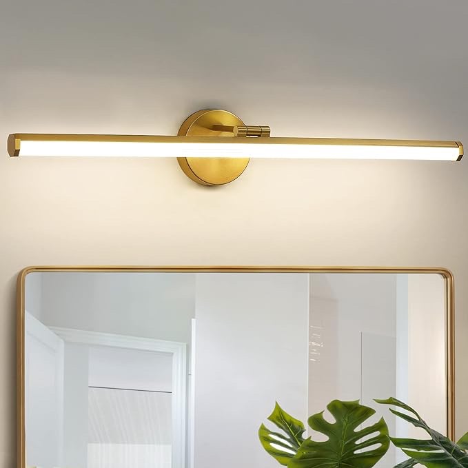 KAISITE Bathroom Light Fixture Over Mirror - 30 Inch Gold Vanity Light 24W 4000K Dimmable Modern LED Bathroom Lighting Fixture Rotatable Bath Vanity Light Bar for Bathroom