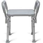 Medline Bath Bench with Arms, Shower or Bathtub Stool, Height Adjustable, Tool-Free Assembly, 350 lb. Weight Capacity, Gray