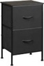 WLIVE Nightstand, Black Nightstand with 2 Drawers, Bedside Furniture, Night Stand, Small Dresser for Bedroom, Side Table with Fabric Bins, College Dorm, Charcoal Black, Size L
