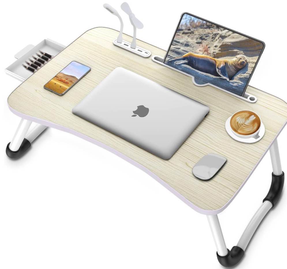 Zapuno Laptop Bed Desk, Foldable Laptop Tray Table with Tablet Slot, Lapdesk Laptop Stand for Bed Portable Standing Table for Bed Couch Floor