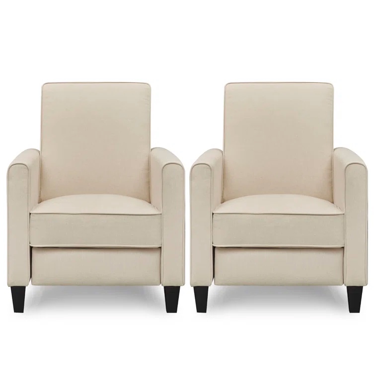 Gazoombi Upholstered Push Back Recliner, Manual Recliner Chair with Adjustable Footrest -Set of 2 (Set of 2)