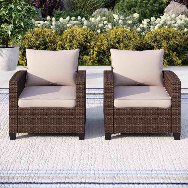 Argyri Wicker Outdoor Patio Chairs (Set of 2)
