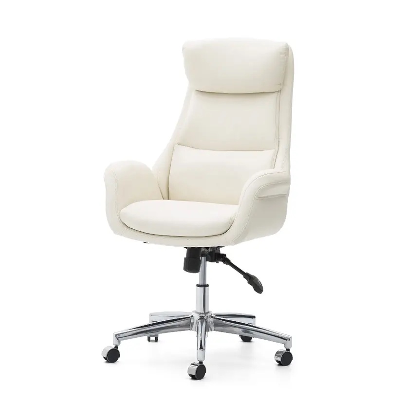 Google ImagesImages Website for this image Glitzhome Mid-Century Modern Cream White Bonded Leather Gaslift ...
