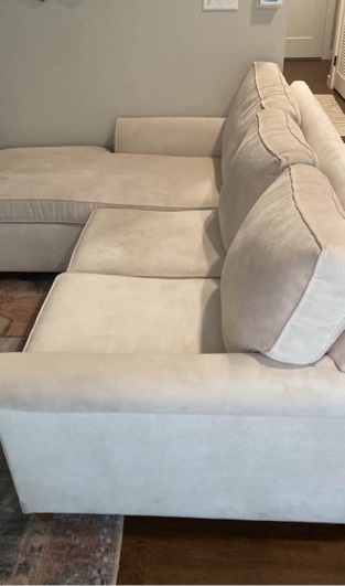 Cream Sectional Sofa with Storage - 