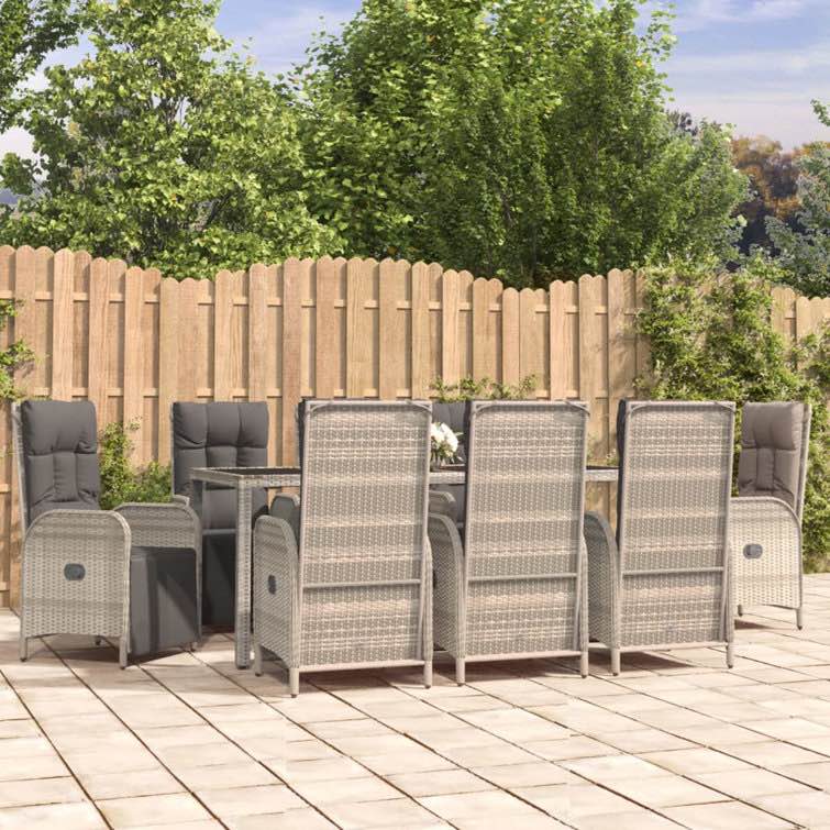 Black Danielo 8 - Person Rectangular Outdoor Dining Set with Cushions