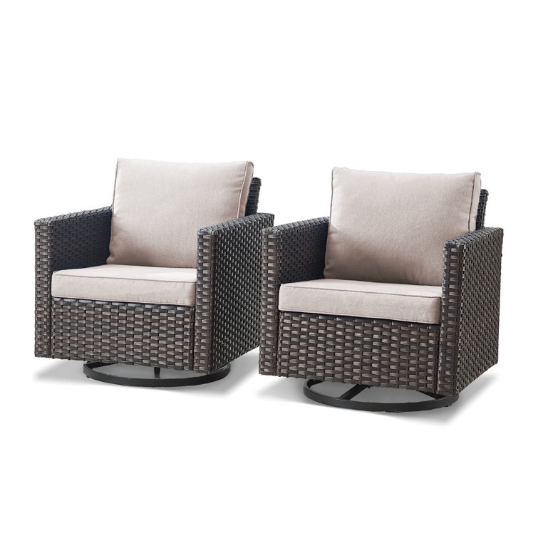 Outdoor Brooksie Swivel Gliding Wicker Chair with Cushions