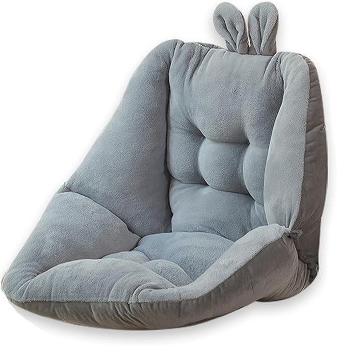Cartoon Seat Cushions with Back Support,Semi-Enclosed One Chair Cushion,Soft Fuffly Plush Floor Pillow Floor Pillow with Ties for Office Sofa-Grey Brand: ZYBCQL