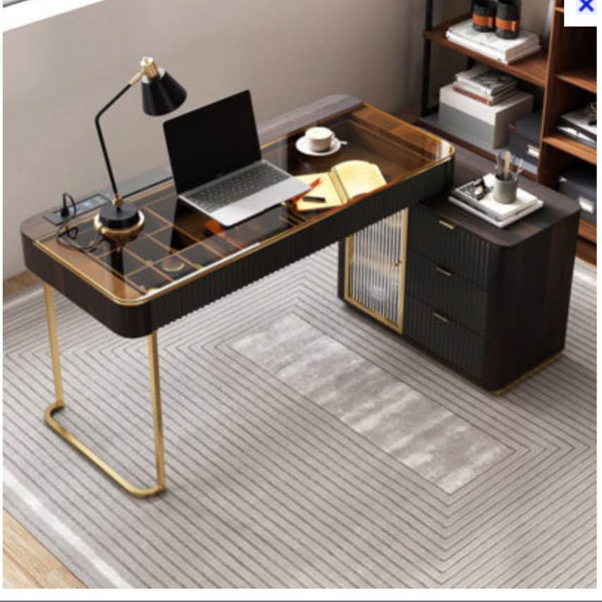 Dibora Glass Excutive Desk with Built in Outlets(incomplete box A )