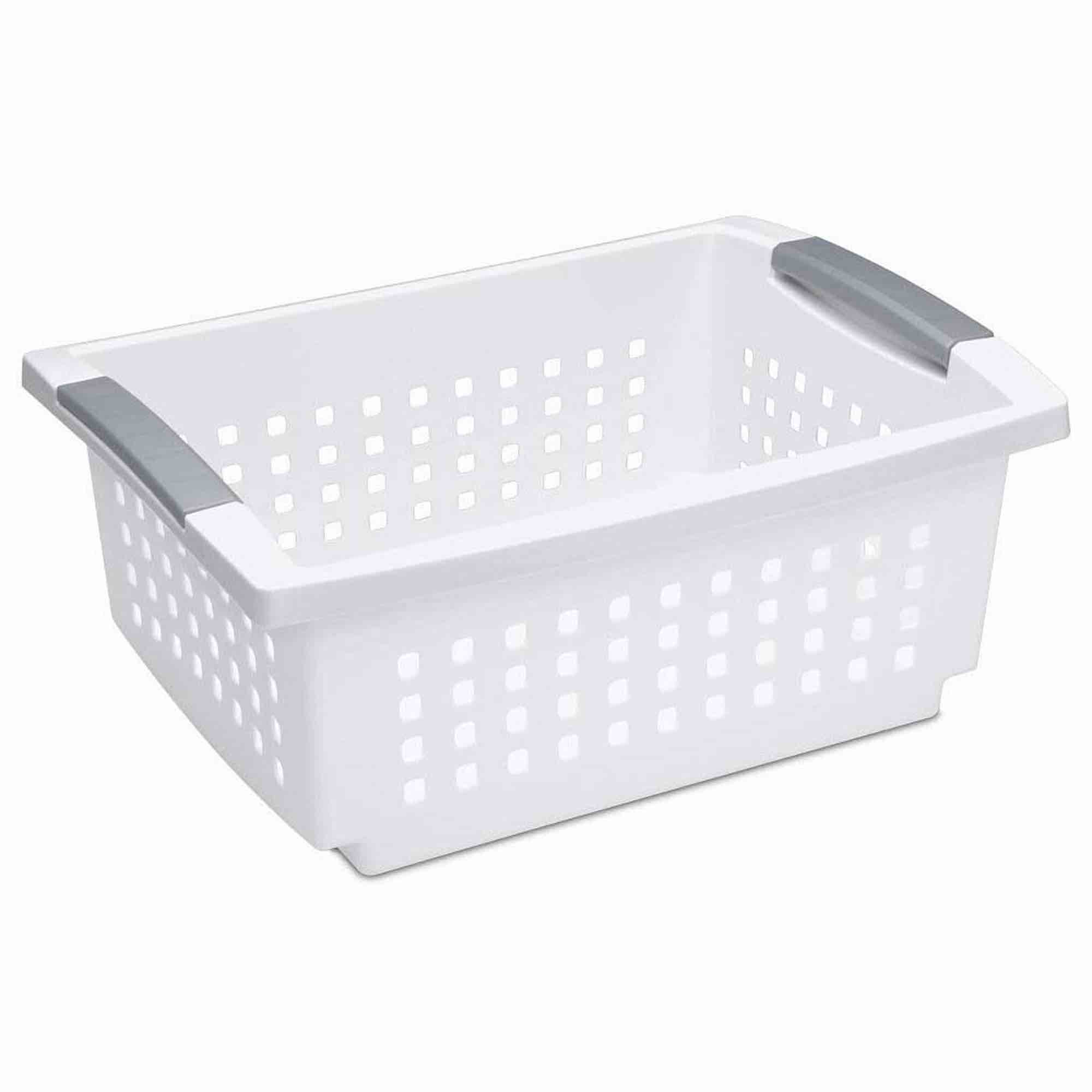 Sterilite Small Stacking Basket, Stack Storage Bins, Organize Closets, Pantry, Bathroom or Classroom