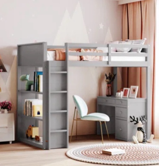 Harmonie 5 Drawer Loft Bed with Built-in-Desk by Harriet Bee(incomplete box 1 of 2 )