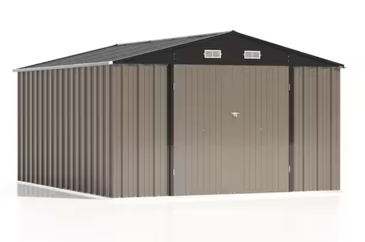 Outdoor 12 ft. W x 10 ft. D Metal Storage Shed(incomplete box 1 of 3)(similar to stock photo)