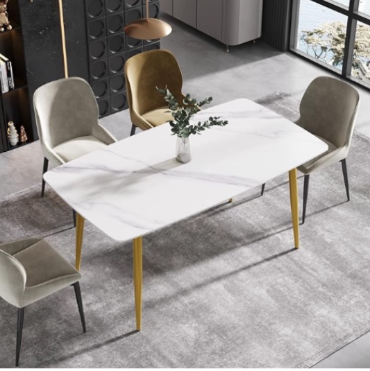 (1/2) Matte White Sintered Stone 70" Rectangular Dining Table Top(incomplete box 1 of 2 ) damaged , table top only 