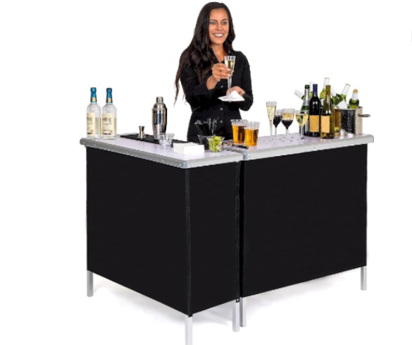 Portable Double Bar Table Set - Mobile Bartender Station for Events - Includes Carrying Case