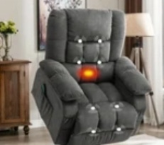 (incomplete)JONPONY Massage Swivel Rocker Recliner Chair with Vibration Massage and Heat Ergonomic Lounge Chair for Living Room with Rocking Function and Side Pocket, 2 Cup Holders, USB Charge Port,Grey