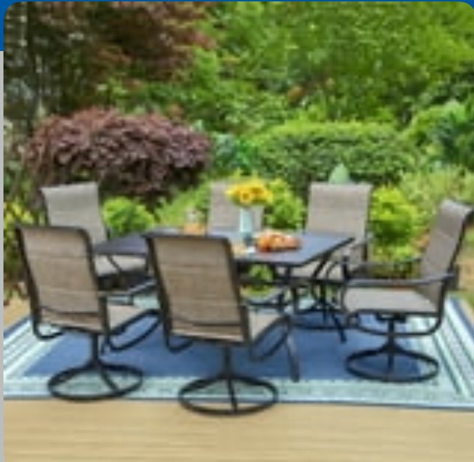 (incomplete)Rehan 7Pc Sling Swivel Dining Set