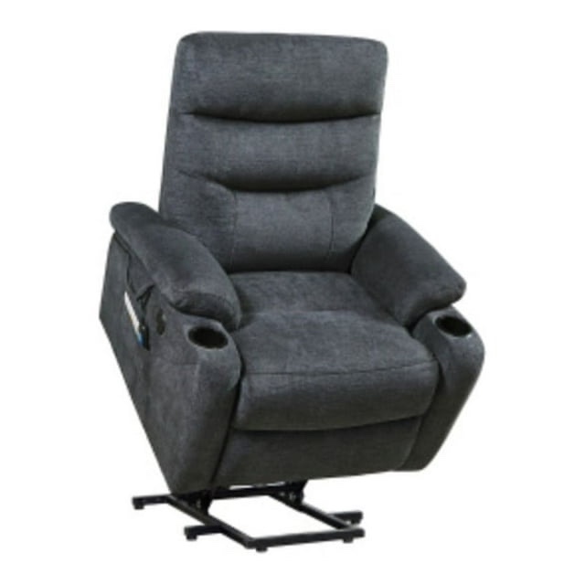 Liyasi Electric Power Lift Recliner Chair with Massage and Heat for Elderly, 3 Positions, 2 Side Pockets, Cup Holders, USB Charge Ports. Dark Gray + Fabric + Foam( incomplete box 2/2) 