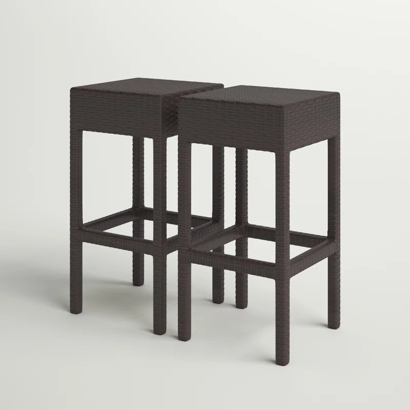 Anishia Wicker Outdoor Stool (Set of 2)