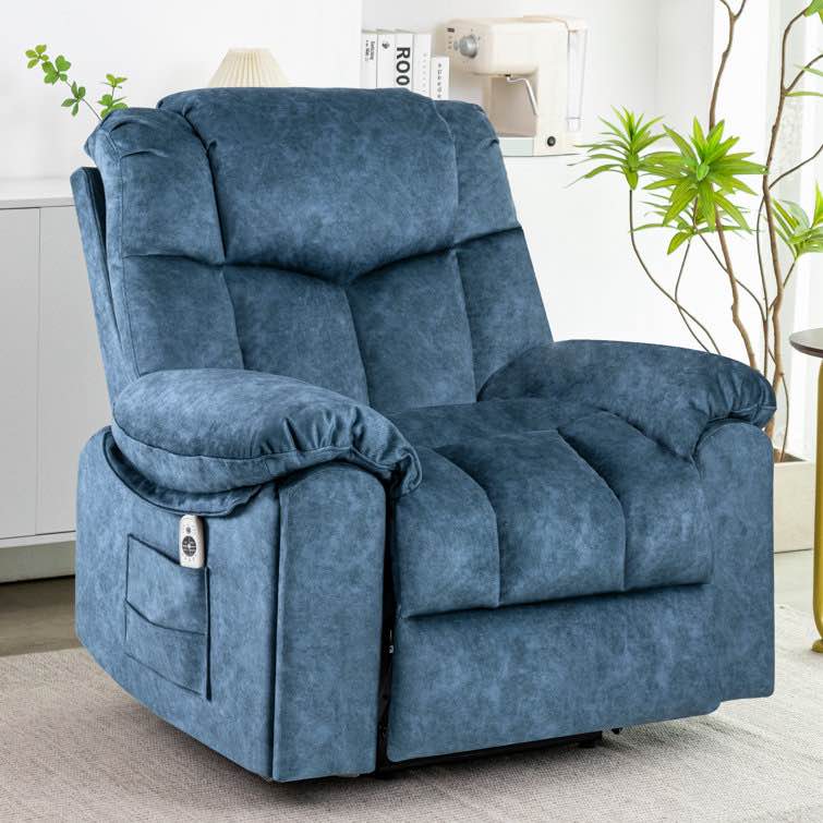 Oversize Modern Designed Velvet Power Lift Heating Massage Recliner with Hidden Cupholders ( Incomplete)