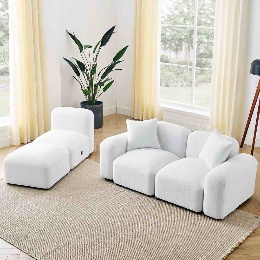 94.5" Square Arm Modular Sofa Modern Sofa Living Room Modular Couch ( Incomplete)