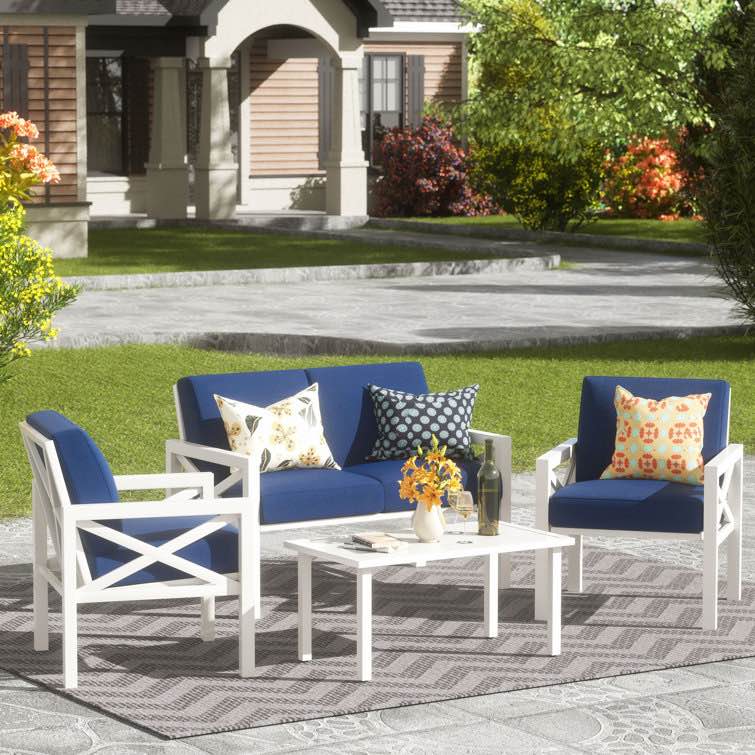 Myrtlene 4 - Person Outdoor Seating Group with Cushions 2 pcs only