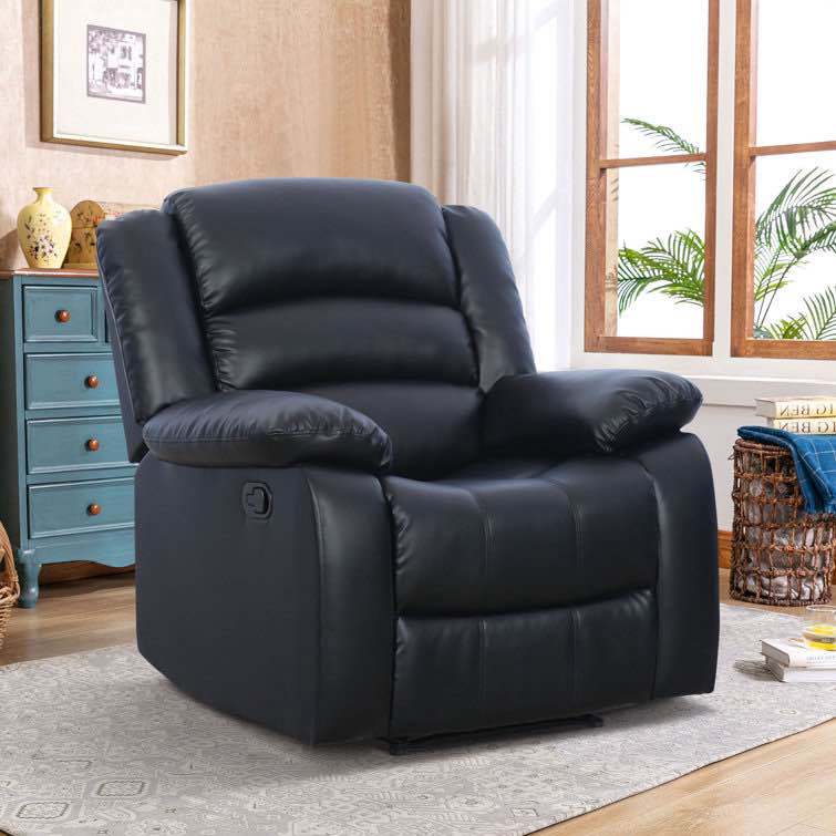 Emryn 38" Wide Breathable Leather Manual Recliner with Overstuffed Arm and Back