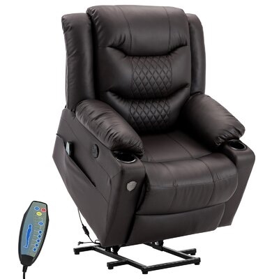 Kanajah Faux Leather Lift Assist Recliner with Massage ( Box 2/2 Incomplete)