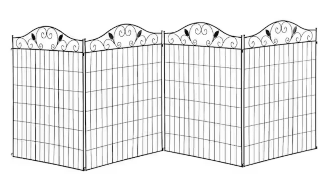 44 in. Steel Garden Fence in Black