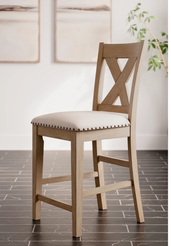 Sanbriar Counter Height X Back Bar Stool with Upholstered Seat (Set of 1 )