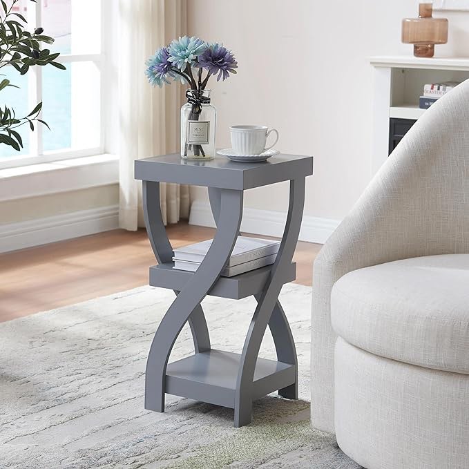 Lionel Grey End Table - Elegant Wood With Storage, Durable Material, Multi-Purpose Use