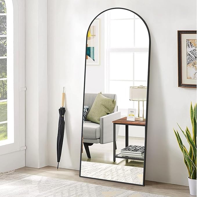 Full Length Mirror Arch Floor Mirror Wall Mirror Hanging Or Leaning Arched-Top Full Body Mirror With Stand For Bedroom, Dressing Room