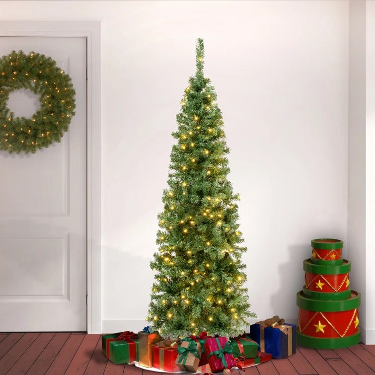 Slender Green Christmas Tree LED Steady/Constant Lights (similar to stock photo)