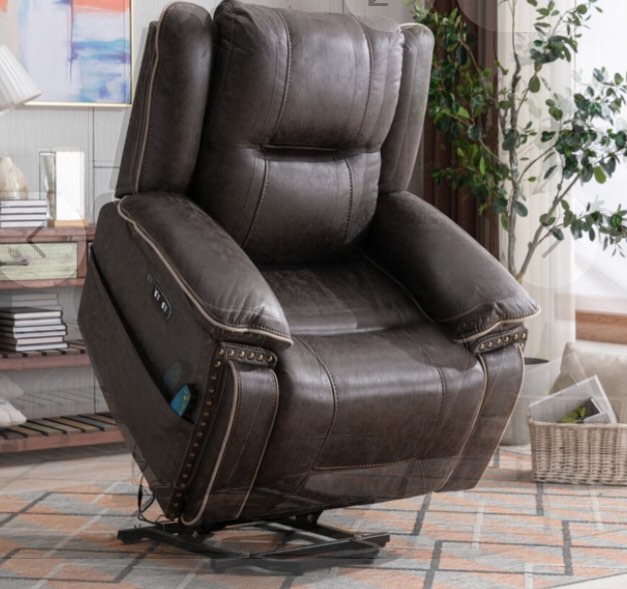 Oversize Dual Motor Power Lift Assist Heat & Massage Recliner With Headrest (incomplete 1 box only consisting of arms)(box 3 of 3)