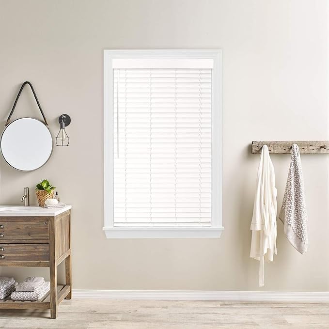 2” Bravada Simple Selections Premium Cordless Faux Wood Blinds, Coconut White 67 1/2Wx60L