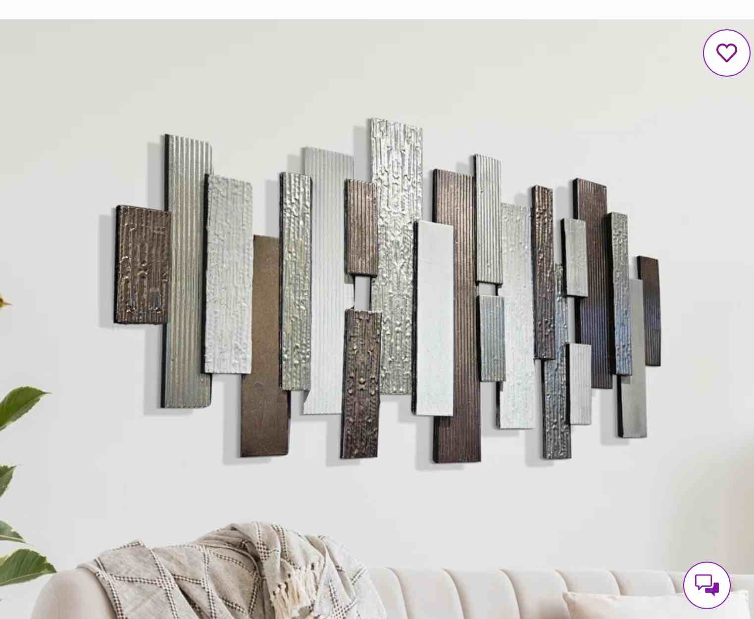 Large Metal Wall Décor for Living Room, Metal, Modern Bronze 44 inch wide