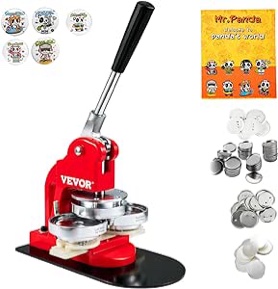 VEVOR Button Maker Machine, 75 mm (3 inch) Badge Punch Press Kit, Children DIY Gifts Pin Maker, Button Making Supplies with 100pcs Button Parts & Circle Cutter & Magic Book
