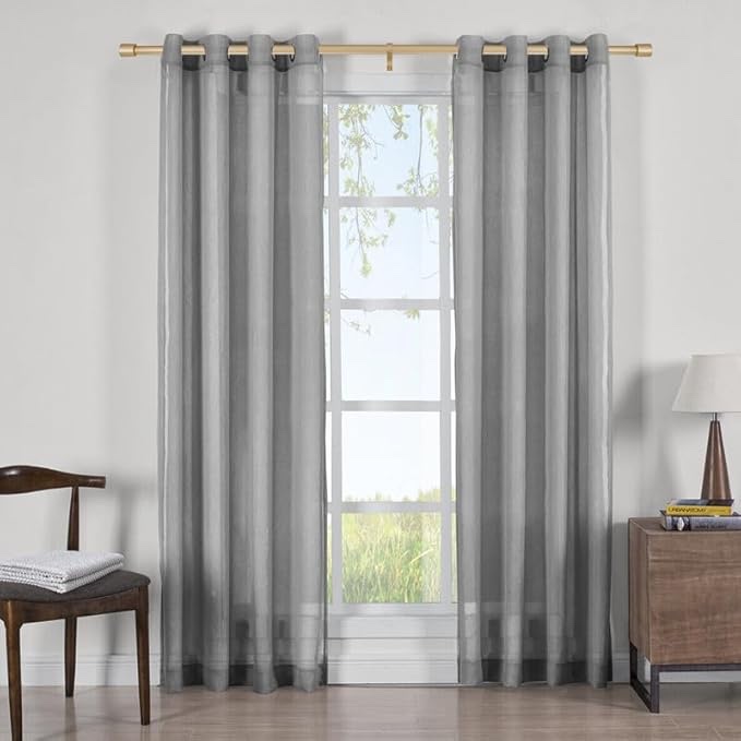 Light Gold Curtain Rods for Window 72-144", Decorative Curtain Rods with Cap Finials, Telescoping Curtain Rods Single Drapery Rods, Heavy Duty 1-Inch Window Treatment Curtain Rods Light Gold