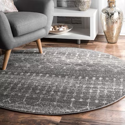 nuLOOM Blythe 6 X 6 (ft) Dark Gray Round Indoor Trellis Area Rug