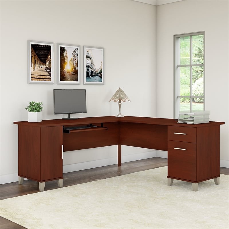 Bush Furniture Somerset 72W L Desk in Hansen Cherry