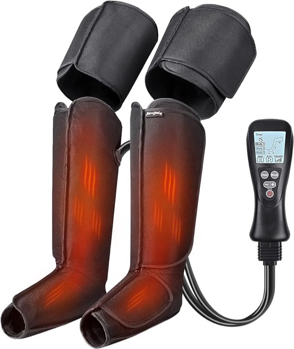 BOB AND BRAD Leg Massager with Heat and Compression FSA HSA Eligible, Foot Calf Thigh Leg Compression Massager for Circulation and Pain Relief, 4 Modes 4 Intensities, Gifts for Women Men Mom Dad