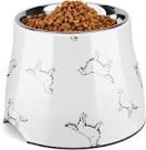 Flexzion Elevated Dog Bowl - Single Elevated Dog Bowls for Large Medium Dogs, Non-Slip and Comfortable - Stainless Steel Dish Dog Bowl with Stand 900ml Capacity for Food, Water - Cracks 3.8 Cup/ 6.7"H (1 Pack) Cracks