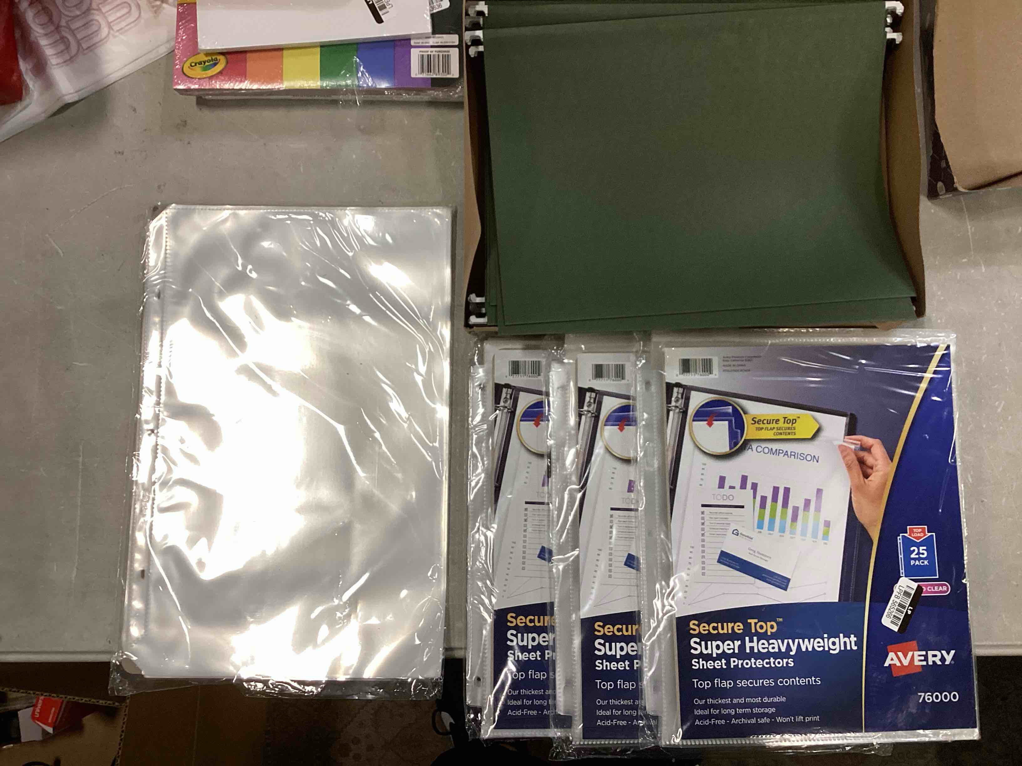 plastic sheet protectors and filing cabinet dividers