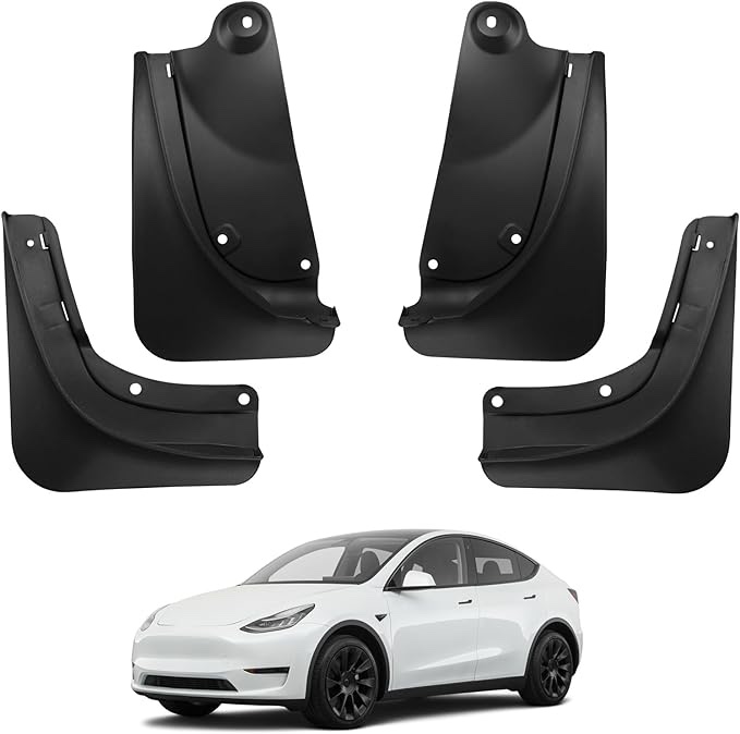 BASENOR Tesla Model Y Mud Flaps Splash Guards Winter Vehicle Sediment Protection No Need to Drill Holes(Set of 4)