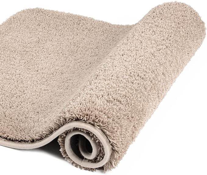 Walensee Large Bathroom Rug (24 x 48, Beige) Extra Soft and Absorbent Shaggy Bathroom Mat Machine Washable Microfiber Bath Mat for Bathroom, Non Slip Bath Mat, Luxury Bathroom Floor Mats