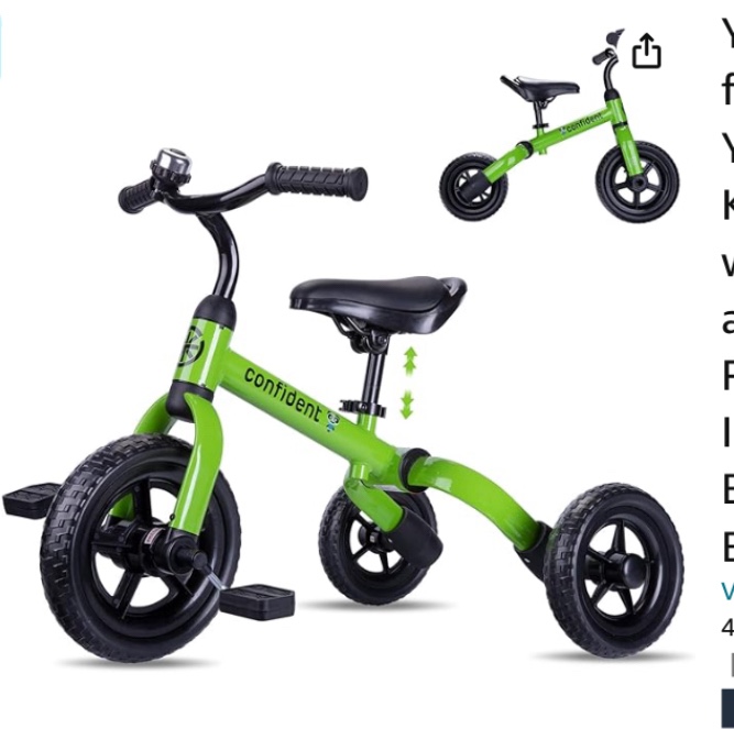 YGJT 3 in 1 Tricycle for Toddlers Age 2-5 Years Old, Folding Kids Balance Bikes with Adjustable Seat and Removable Pedal, Ride-on Toys for Infant, Gift for Baby Boys Girls Birthday(Blue)