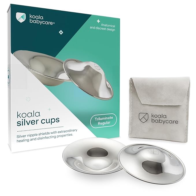 Koala Babycare The Original Nursing Cups 999 Silver – Nipple Shields for Nursing Newborn - Breastfeeding Essentials Protect and Soothe Cracked Nipples - Maxi Size Maxi 100% Silver 999