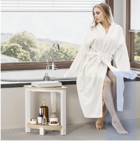 Corner Shower Stool for Inside Shower, HDPE Waterproof Shower Bench Seat, Sturdy Bath Shower Foot Stool for Shaving Legs